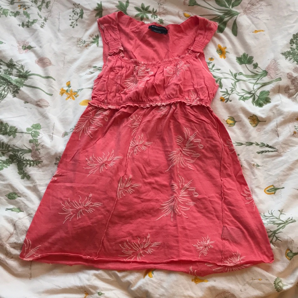 BCBGMAXAZRIA Coral Pink Beach Tank Top Cute Small Embroidered